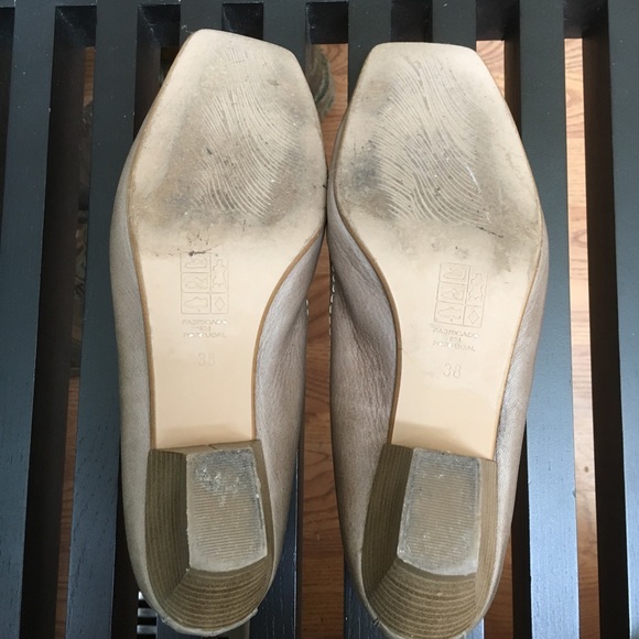 Leather square-toed pumps with low heels - Picture 6 of 8